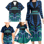 Custom Aotearoa Ngati Ranginui Family Matching Long Sleeve Bodycon Dress and Hawaiian Shirt New Zealand Traditional Maori Pattern