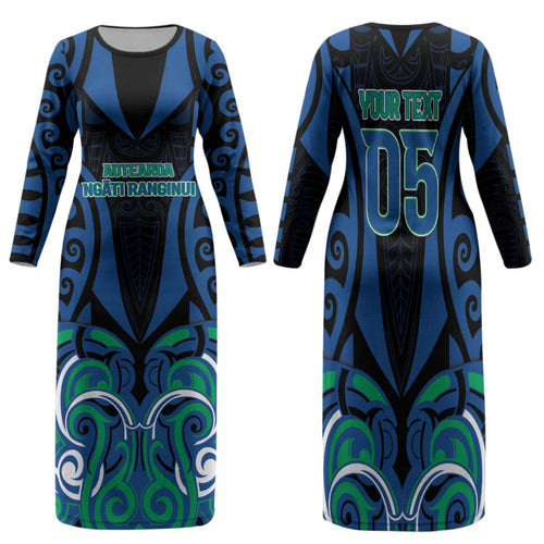 Custom Aotearoa Ngati Ranginui Family Matching Long Sleeve Bodycon Dress and Hawaiian Shirt New Zealand Traditional Maori Pattern