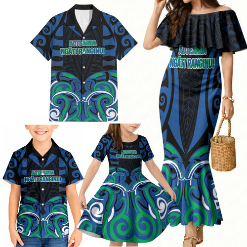 Custom Aotearoa Ngati Ranginui Family Matching Mermaid Dress and Hawaiian Shirt New Zealand Traditional Maori Pattern