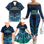 Custom Aotearoa Ngati Ranginui Family Matching Off The Shoulder Long Sleeve Dress and Hawaiian Shirt New Zealand Traditional Maori Pattern