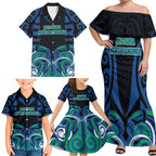 Custom Aotearoa Ngati Ranginui Family Matching Off Shoulder Maxi Dress and Hawaiian Shirt New Zealand Traditional Maori Pattern