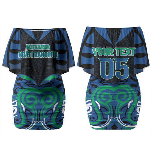 Custom Aotearoa Ngati Ranginui Family Matching Off Shoulder Short Dress and Hawaiian Shirt New Zealand Traditional Maori Pattern