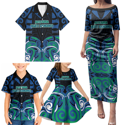 Custom Aotearoa Ngati Ranginui Family Matching Puletasi and Hawaiian Shirt New Zealand Traditional Maori Pattern