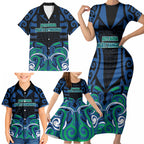 Custom Aotearoa Ngati Ranginui Family Matching Short Sleeve Bodycon Dress and Hawaiian Shirt New Zealand Traditional Maori Pattern