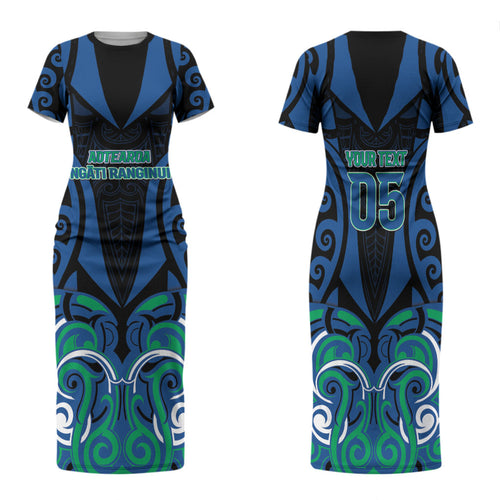 Custom Aotearoa Ngati Ranginui Family Matching Short Sleeve Bodycon Dress and Hawaiian Shirt New Zealand Traditional Maori Pattern