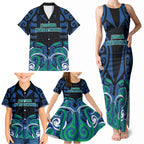 Custom Aotearoa Ngati Ranginui Family Matching Tank Maxi Dress and Hawaiian Shirt New Zealand Traditional Maori Pattern