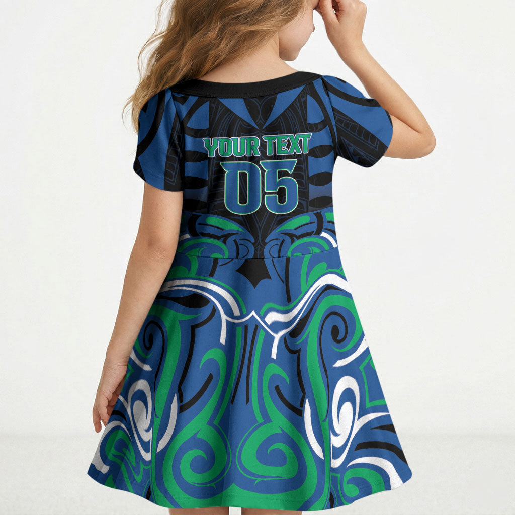Custom Aotearoa Ngati Ranginui Kid Short Sleeve Dress New Zealand Traditional Maori Pattern