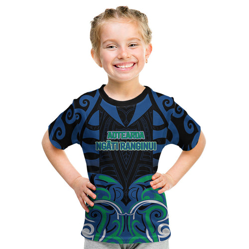Custom Aotearoa Ngati Ranginui Kid T Shirt New Zealand Traditional Maori Pattern