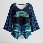 Custom Aotearoa Ngati Ranginui Kimono Sleeve Blouse New Zealand Traditional Maori Pattern