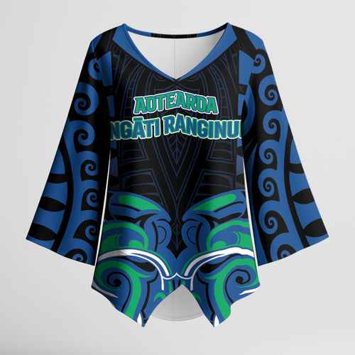 Custom Aotearoa Ngati Ranginui Kimono Sleeve Blouse New Zealand Traditional Maori Pattern