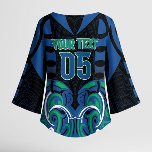 Custom Aotearoa Ngati Ranginui Kimono Sleeve Blouse New Zealand Traditional Maori Pattern
