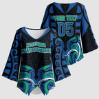 Custom Aotearoa Ngati Ranginui Kimono Sleeve Blouse New Zealand Traditional Maori Pattern
