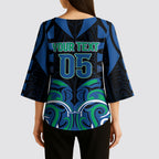Custom Aotearoa Ngati Ranginui Kimono Sleeve Blouse New Zealand Traditional Maori Pattern