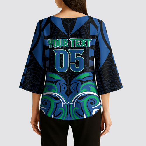 Custom Aotearoa Ngati Ranginui Kimono Sleeve Blouse New Zealand Traditional Maori Pattern