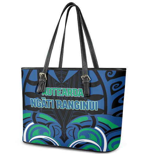 Aotearoa Ngati Ranginui Leather Tote Bag New Zealand Traditional Maori Pattern