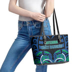 Aotearoa Ngati Ranginui Leather Tote Bag New Zealand Traditional Maori Pattern