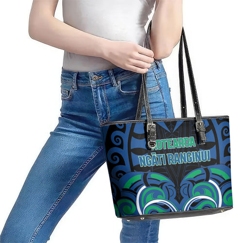 Aotearoa Ngati Ranginui Leather Tote Bag New Zealand Traditional Maori Pattern