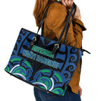 Aotearoa Ngati Ranginui Leather Tote Bag New Zealand Traditional Maori Pattern