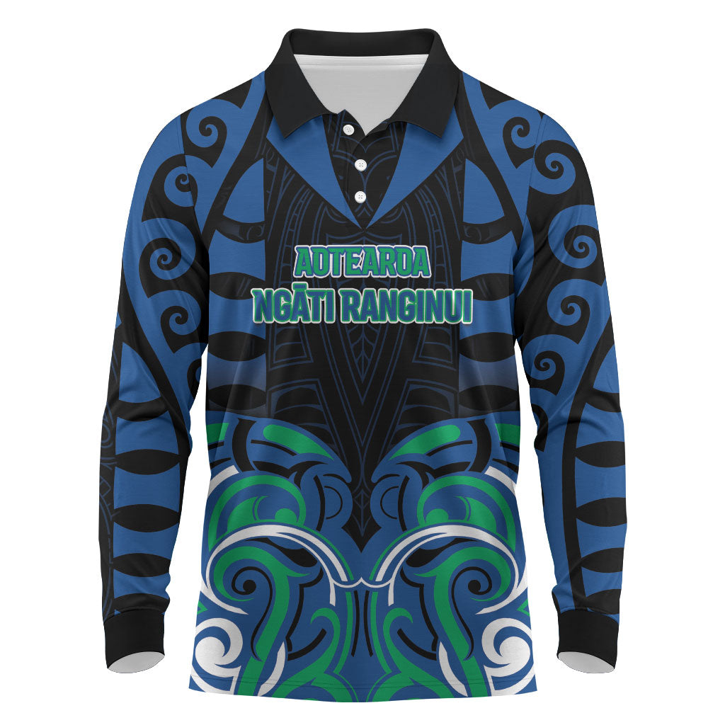 Custom Aotearoa Ngati Ranginui Long Sleeve Polo Shirt New Zealand Traditional Maori Pattern
