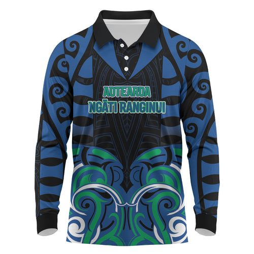 Custom Aotearoa Ngati Ranginui Long Sleeve Polo Shirt New Zealand Traditional Maori Pattern