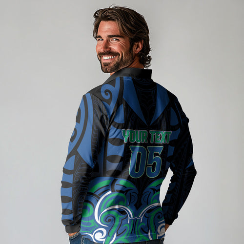 Custom Aotearoa Ngati Ranginui Long Sleeve Polo Shirt New Zealand Traditional Maori Pattern
