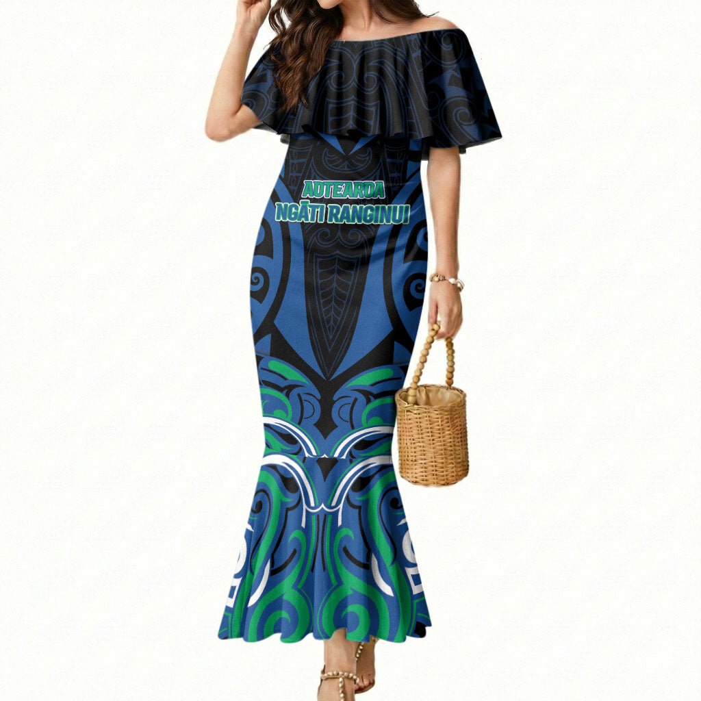 Custom Aotearoa Ngati Ranginui Mermaid Dress New Zealand Traditional Maori Pattern