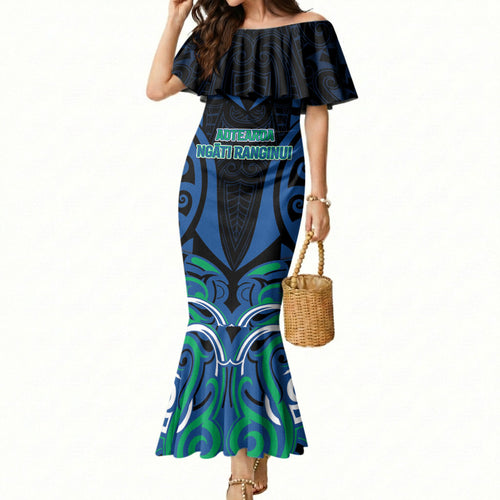 Custom Aotearoa Ngati Ranginui Mermaid Dress New Zealand Traditional Maori Pattern
