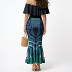 Custom Aotearoa Ngati Ranginui Mermaid Dress New Zealand Traditional Maori Pattern