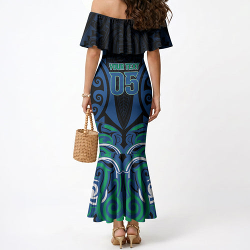 Custom Aotearoa Ngati Ranginui Mermaid Dress New Zealand Traditional Maori Pattern