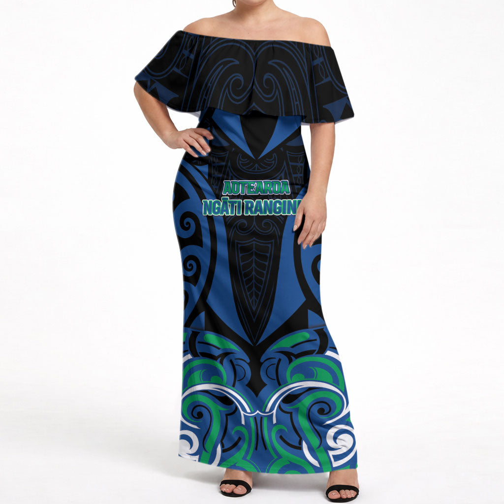Custom Aotearoa Ngati Ranginui Off Shoulder Maxi Dress New Zealand Traditional Maori Pattern