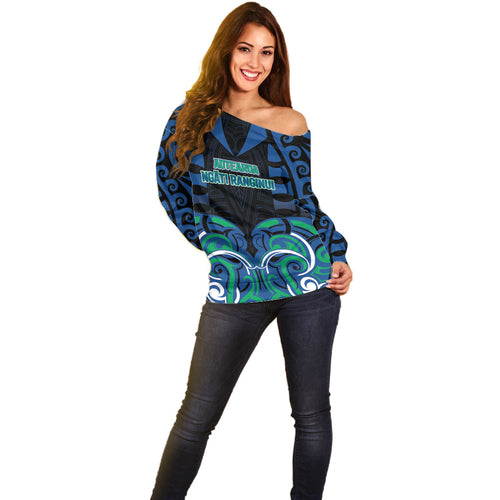 Custom Aotearoa Ngati Ranginui Off Shoulder Sweater New Zealand Traditional Maori Pattern
