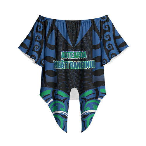 Custom Aotearoa Ngati Ranginui Off Shoulder Wrap Waist Top New Zealand Traditional Maori Pattern