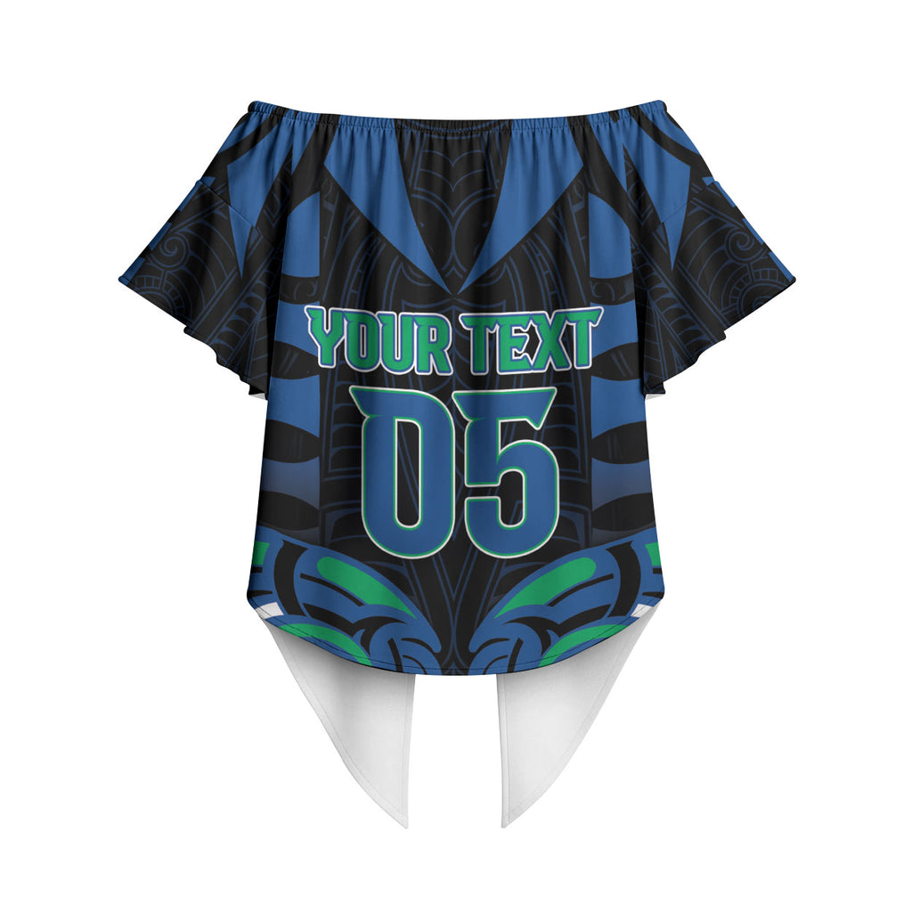 Custom Aotearoa Ngati Ranginui Off Shoulder Wrap Waist Top New Zealand Traditional Maori Pattern
