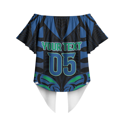 Custom Aotearoa Ngati Ranginui Off Shoulder Wrap Waist Top New Zealand Traditional Maori Pattern