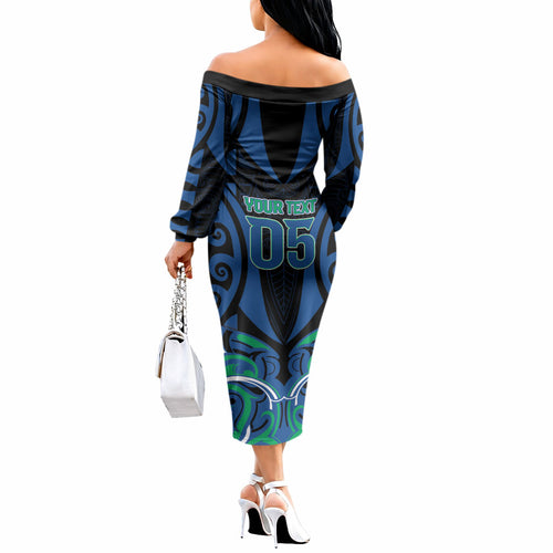 Custom Aotearoa Ngati Ranginui Off The Shoulder Long Sleeve Dress New Zealand Traditional Maori Pattern
