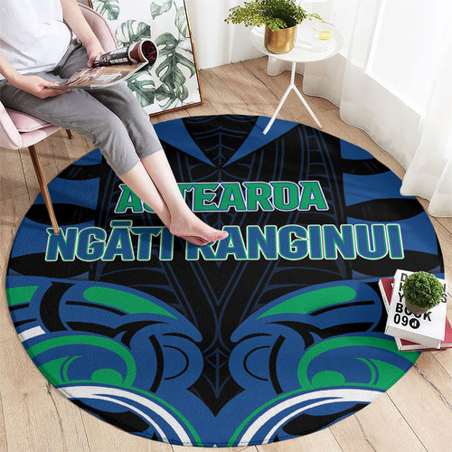 Aotearoa Ngati Ranginui Round Carpet New Zealand Traditional Maori Pattern