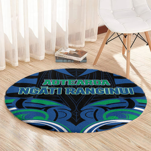 Aotearoa Ngati Ranginui Round Carpet New Zealand Traditional Maori Pattern