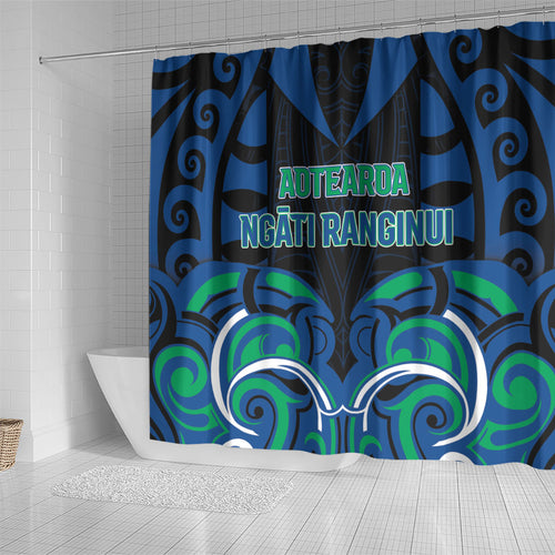 Aotearoa Ngati Ranginui Shower Curtain New Zealand Traditional Maori Pattern
