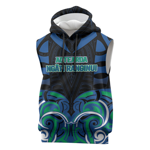Custom Aotearoa Ngati Ranginui Sleeveless Hoodie New Zealand Traditional Maori Pattern