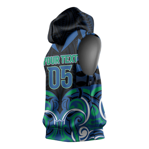 Custom Aotearoa Ngati Ranginui Sleeveless Hoodie New Zealand Traditional Maori Pattern