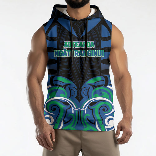 Custom Aotearoa Ngati Ranginui Sleeveless Hoodie New Zealand Traditional Maori Pattern