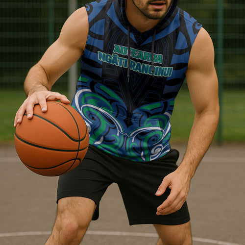 Custom Aotearoa Ngati Ranginui Sleeveless Hoodie New Zealand Traditional Maori Pattern