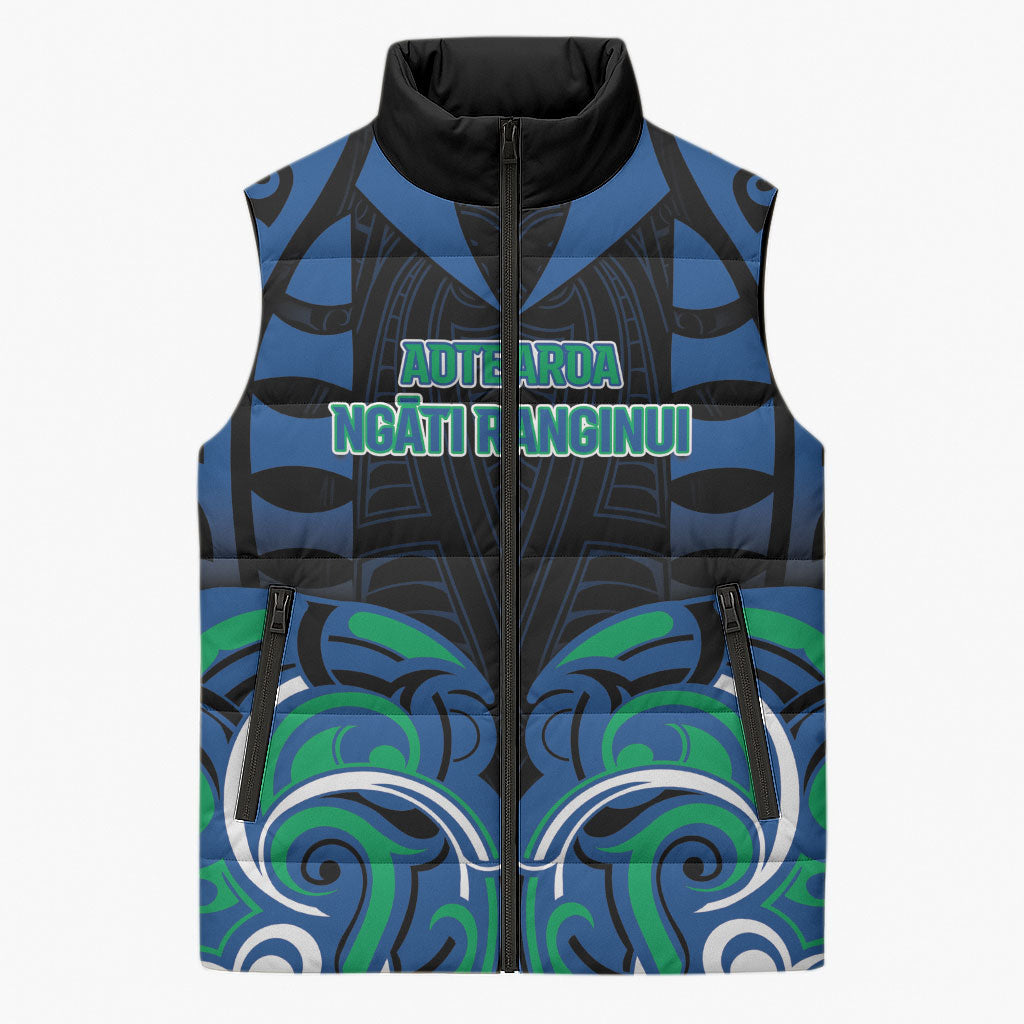Custom Aotearoa Ngati Ranginui Sleeveless Puffer Jacket New Zealand Traditional Maori Pattern