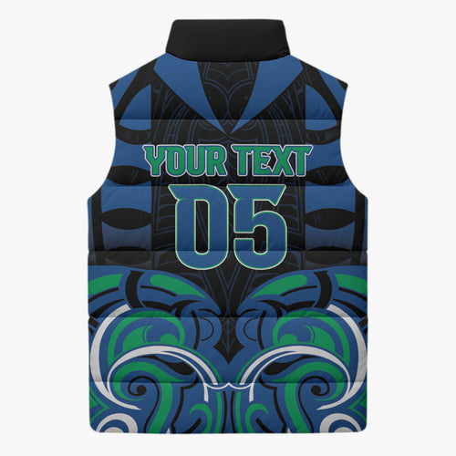 Custom Aotearoa Ngati Ranginui Sleeveless Puffer Jacket New Zealand Traditional Maori Pattern