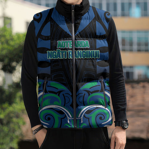 Custom Aotearoa Ngati Ranginui Sleeveless Puffer Jacket New Zealand Traditional Maori Pattern