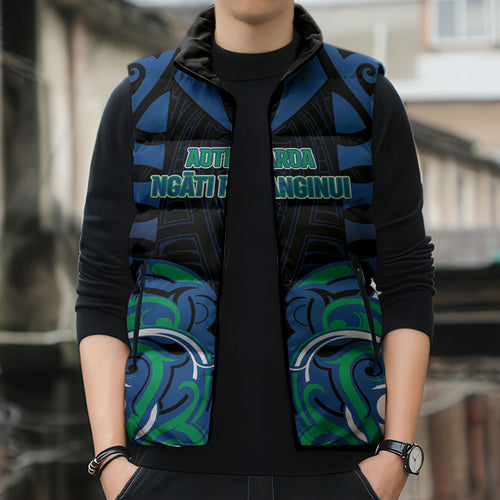 Custom Aotearoa Ngati Ranginui Sleeveless Puffer Jacket New Zealand Traditional Maori Pattern