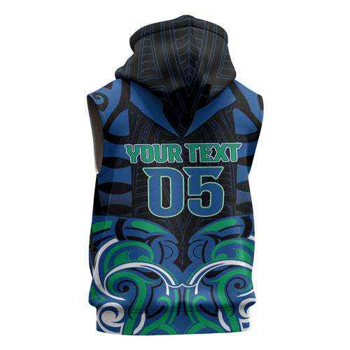 Custom Aotearoa Ngati Ranginui Sleeveless Zip Hoodie New Zealand Traditional Maori Pattern