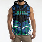 Custom Aotearoa Ngati Ranginui Sleeveless Zip Hoodie New Zealand Traditional Maori Pattern
