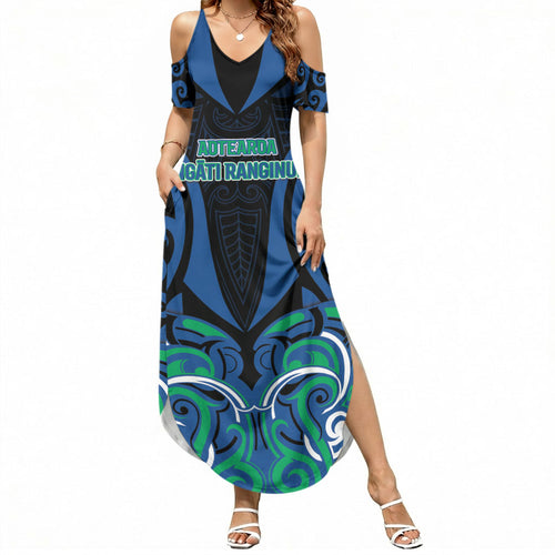 Custom Aotearoa Ngati Ranginui Summer Maxi Dress New Zealand Traditional Maori Pattern