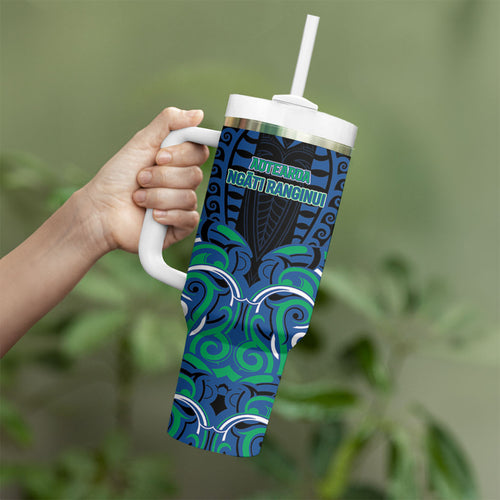 Custom Aotearoa Ngati Ranginui Tumbler With Handle New Zealand Traditional Maori Pattern
